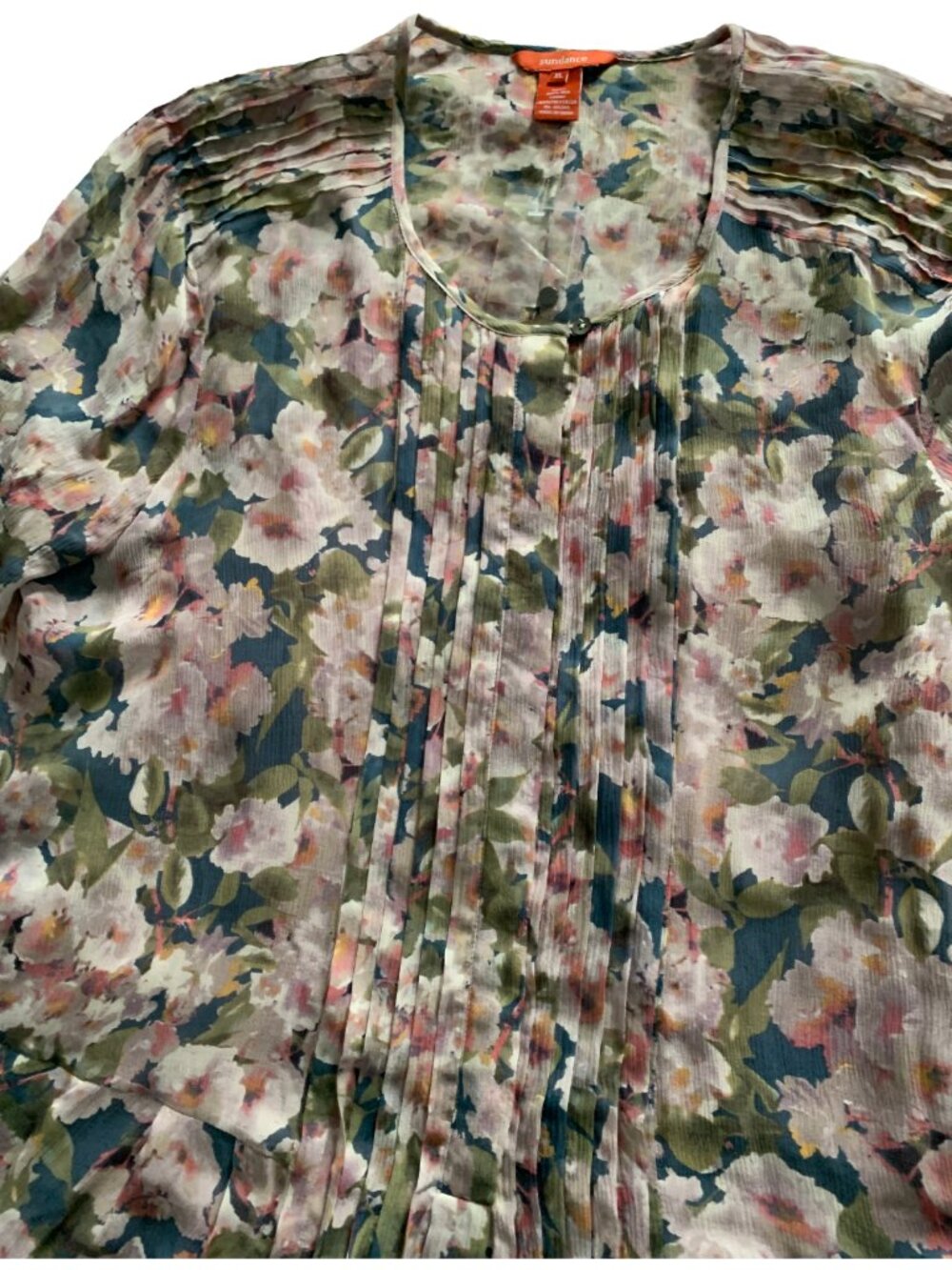 NWOT SUNDANCE Pink Floral Province Rose Silk Georgette Drop Waist Dress Sz XL - Picture 6 of 8